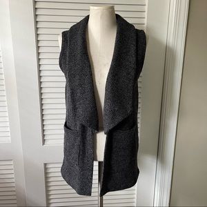 LOFT Charcoal Gray Sleeveless Shawl Collar Open Cardigan